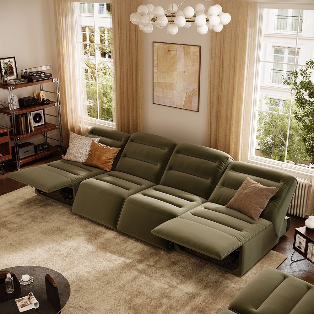 3-4 Seater Green Pet-Friendly Fabric Power Reclining Sofas