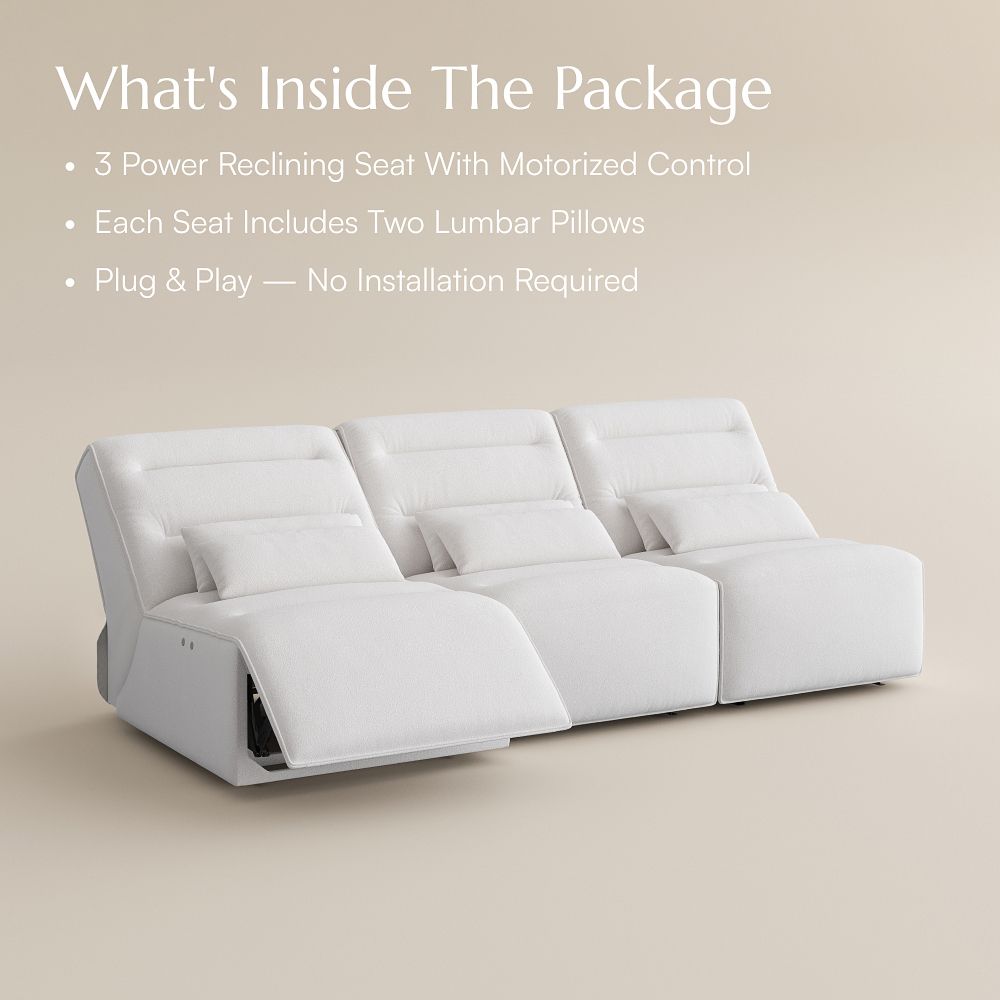2-3 Seater White Pet-Friendly Fabric Power Reclining Sofas