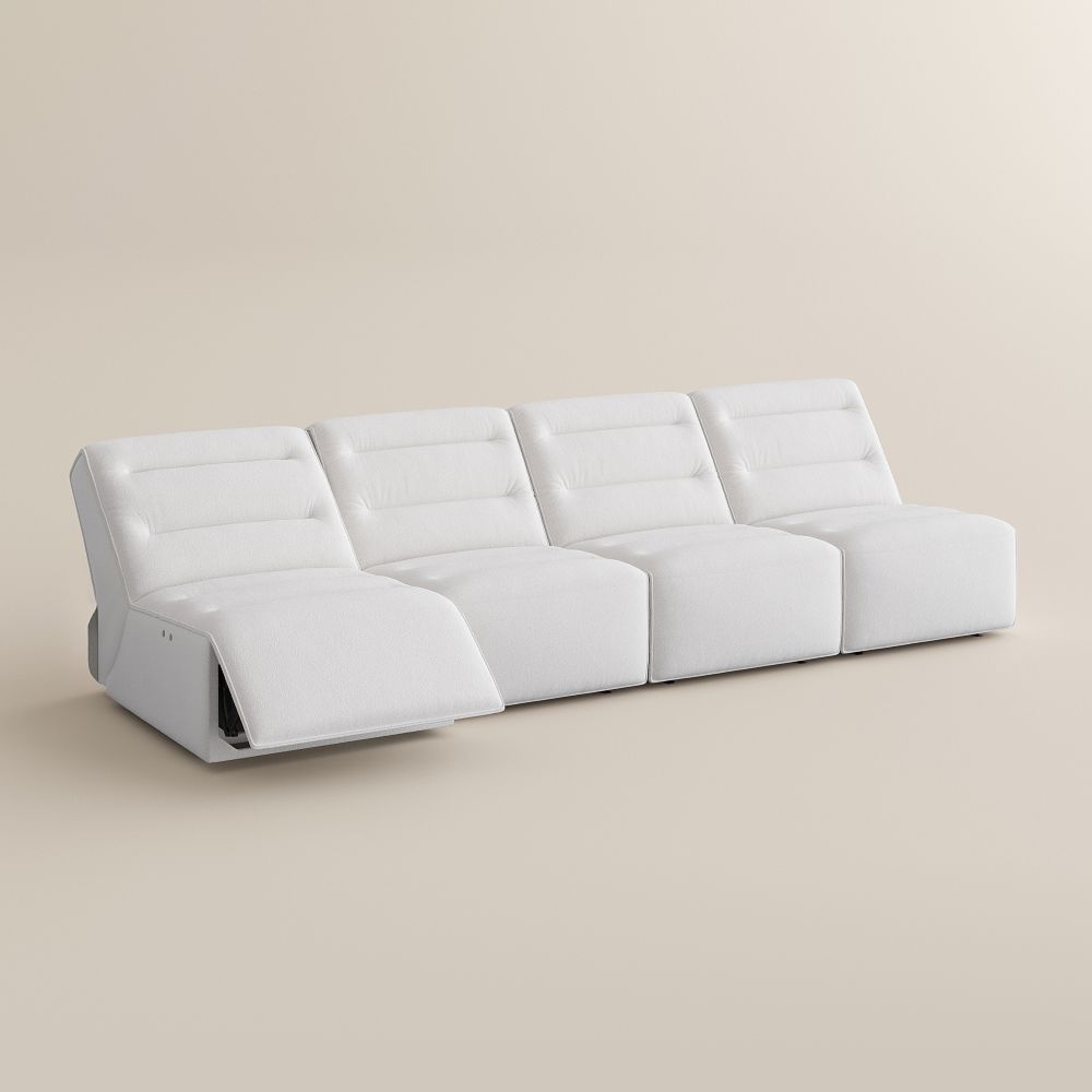 Living Room White Pet-Friendly Fabric Power Reclining Sofas