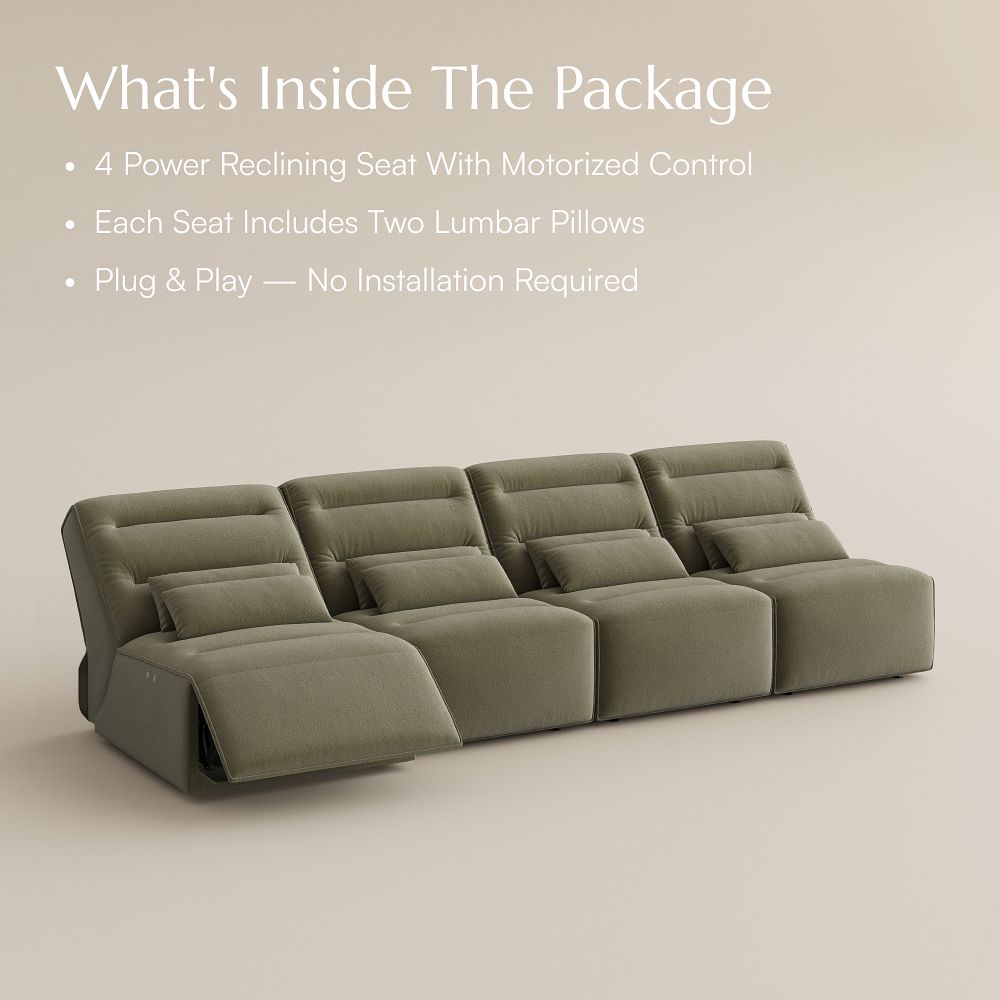 Modular Green Pet-Friendly Fabric Power Reclining Sofas