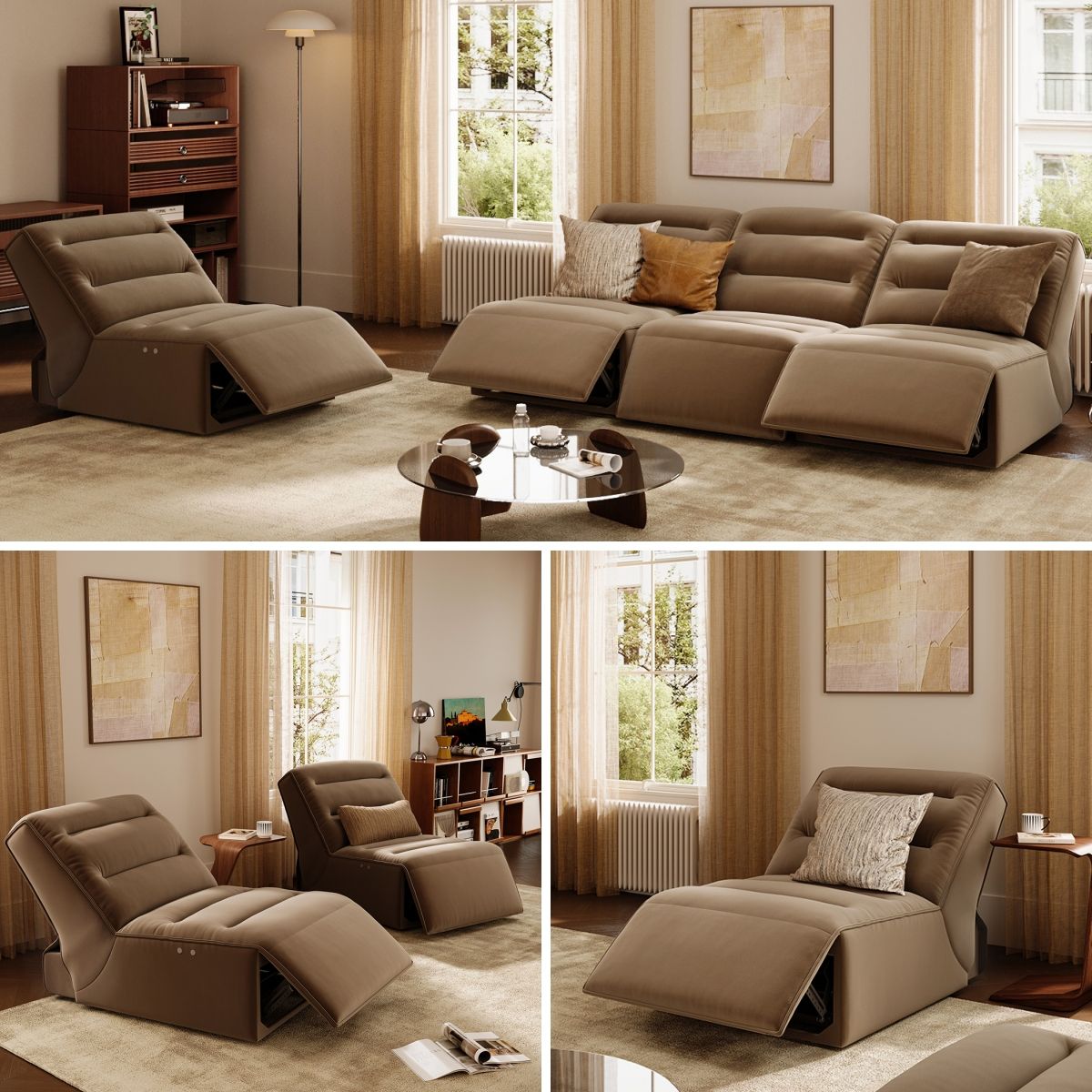 Bedroom Brown Pet-Friendly Fabric Power Reclining Sofas
