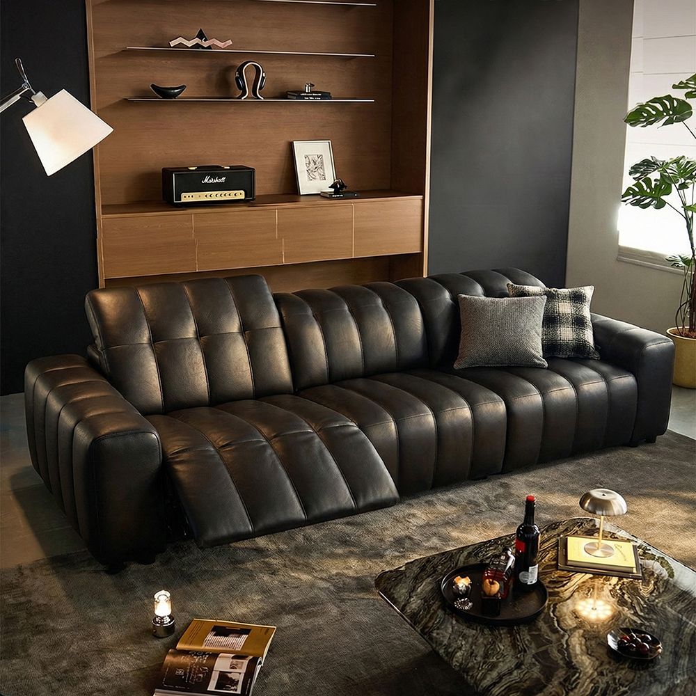 The loveseats Black Full-Grain Leather Power Reclining Sofas