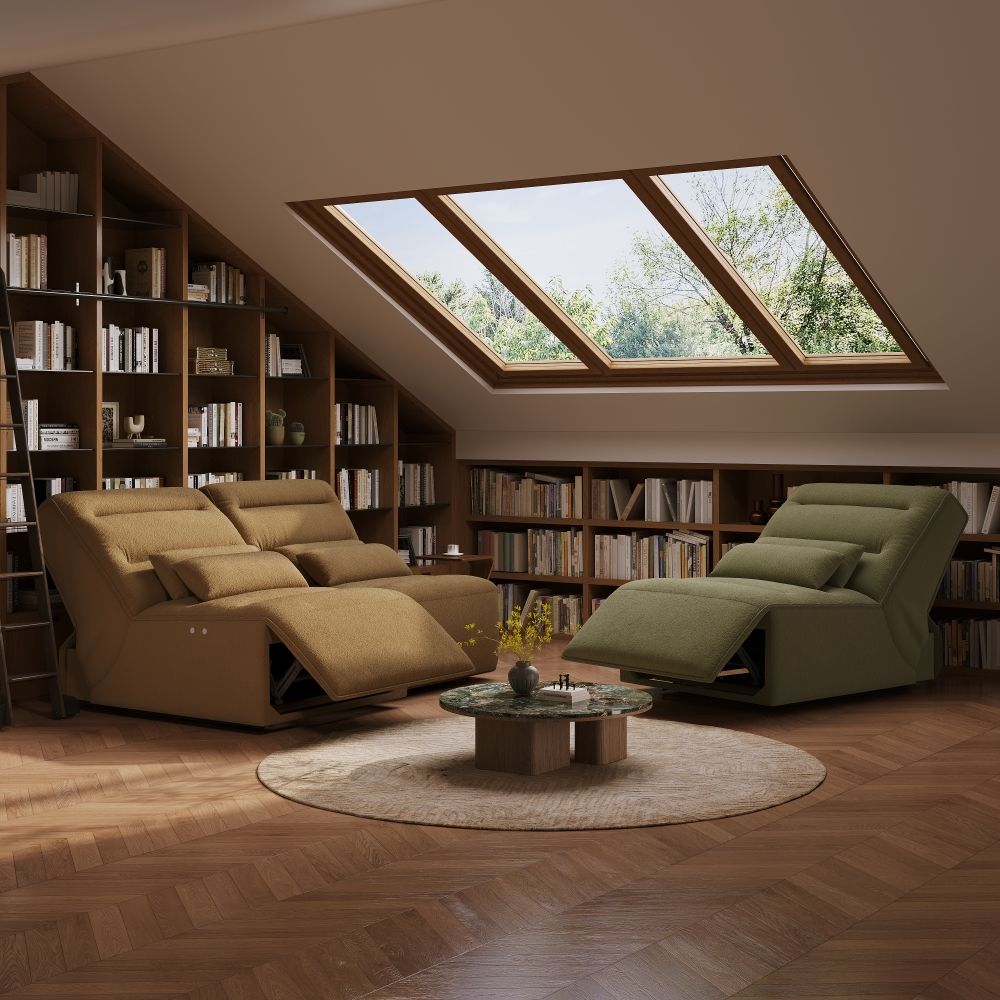 Office Brown Pet-Friendly Fabric Power Reclining Sofas