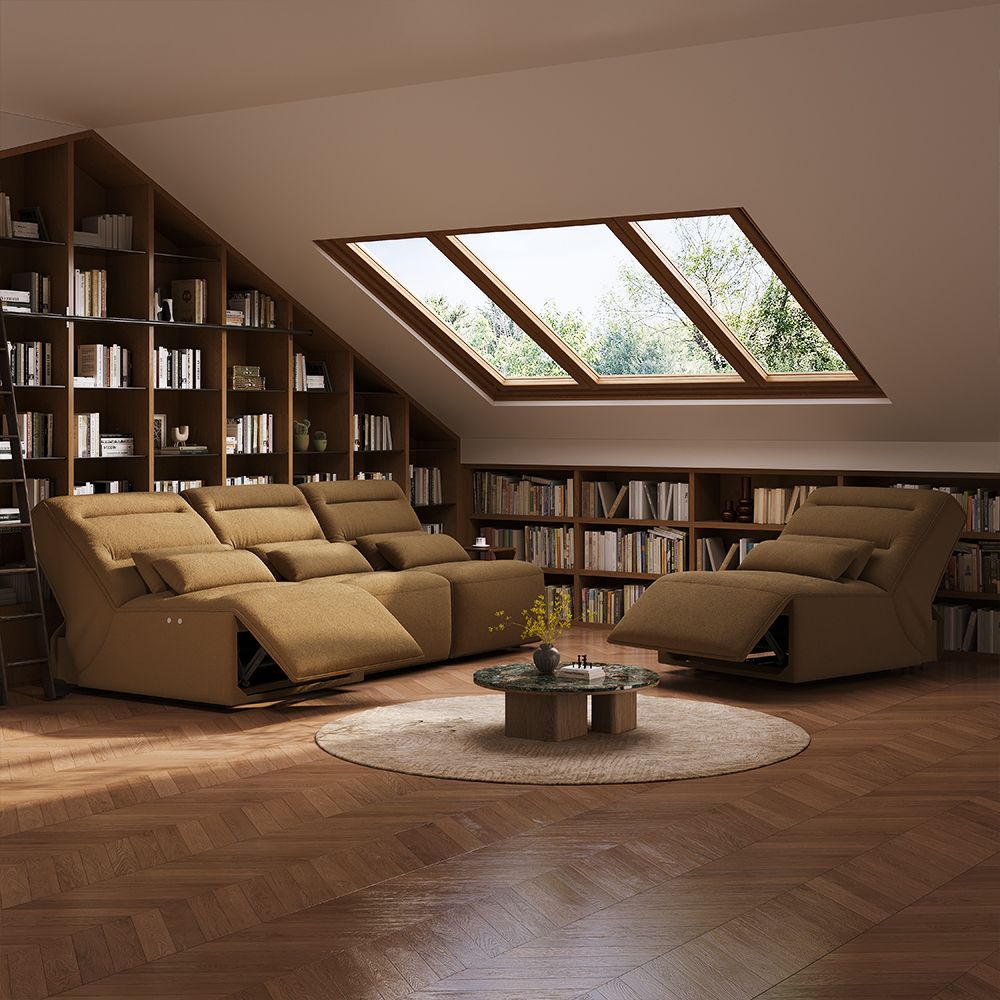 Modular Sofas Brown Pet-Friendly Fabric Power Reclining Sofas