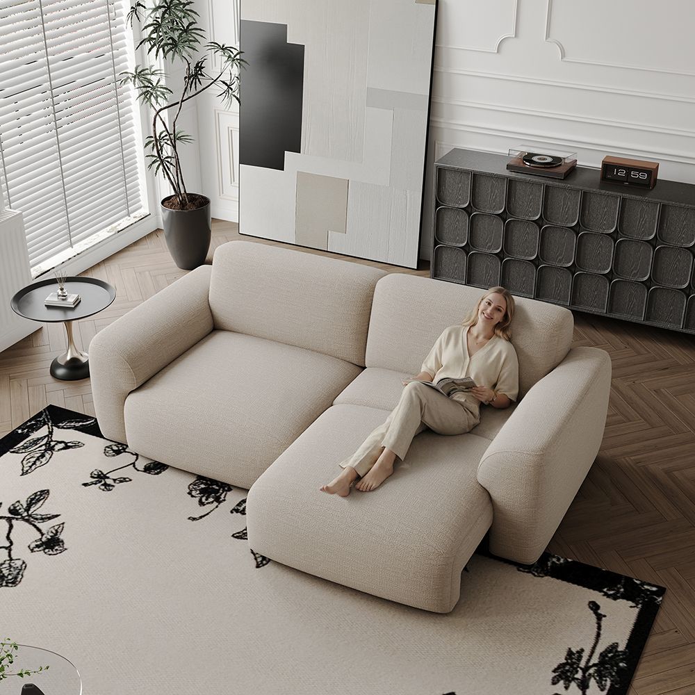 2-3 Seater Light Khaki Chenille Fabric Power Reclining Sofas