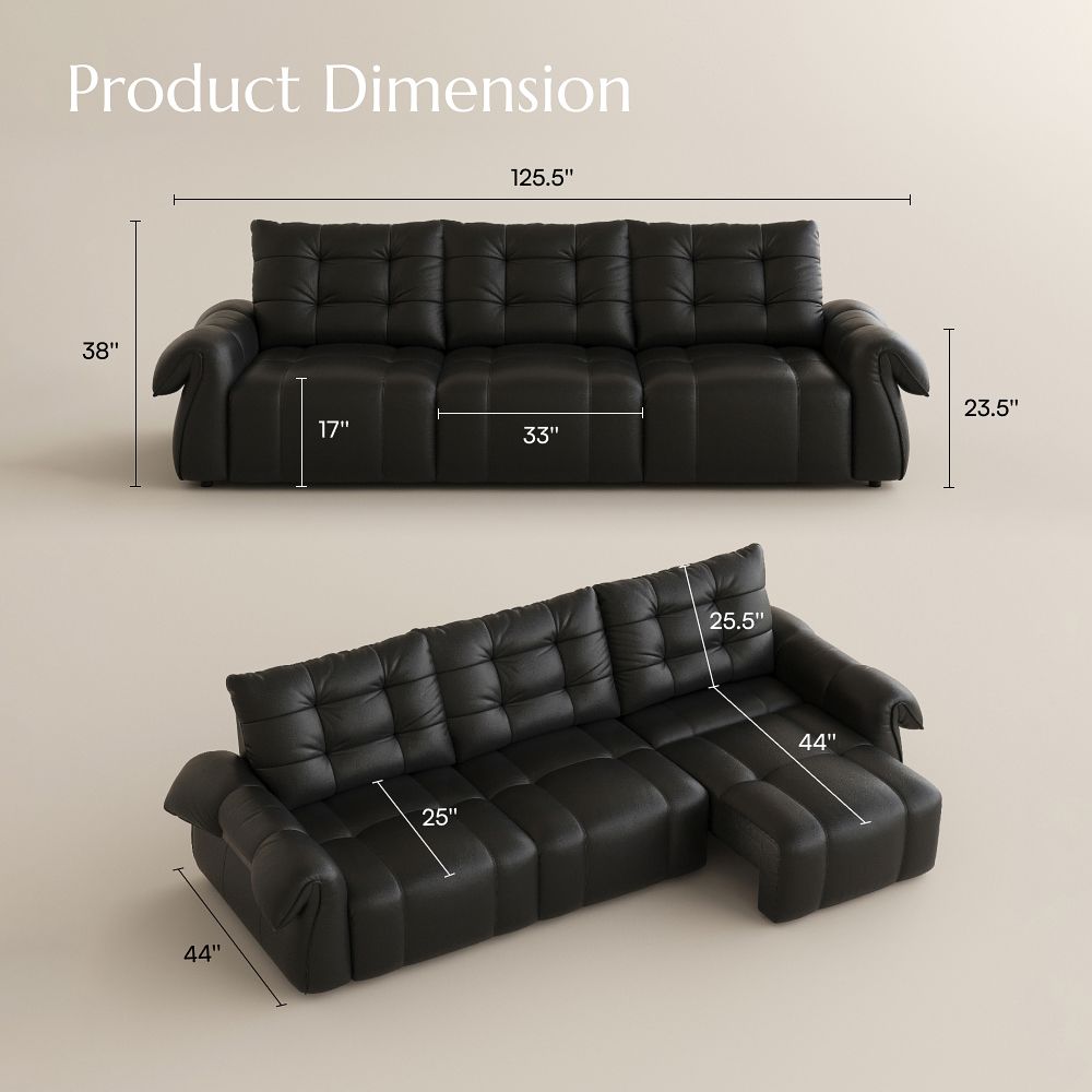 Black Top Grain Leather Power Reclining Sofas
