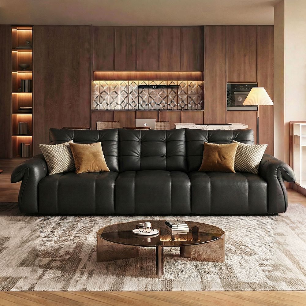 Black Top Grain Leather Power Reclining Sofas