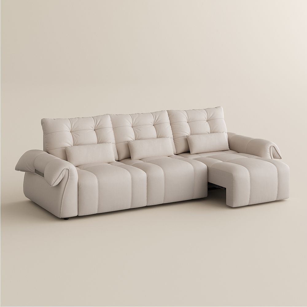 Beige Top Grain Leather Power Reclining Sofas