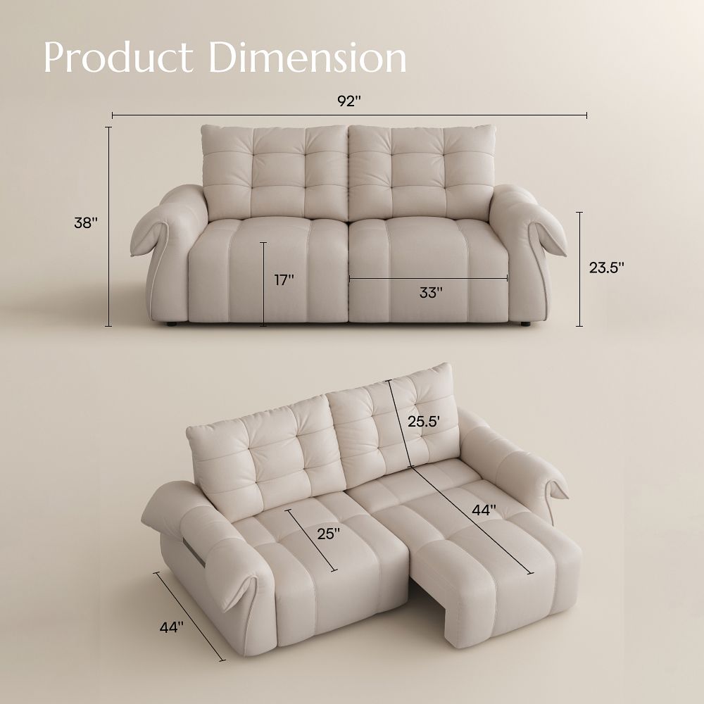 Beige Top Grain Leather Power Reclining Sofas