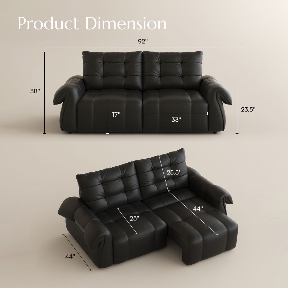 Black Top Grain Leather Power Reclining Sofas