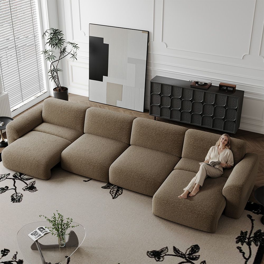 Chenille Dark Khaki Chenille Fabric Power Reclining Sofas