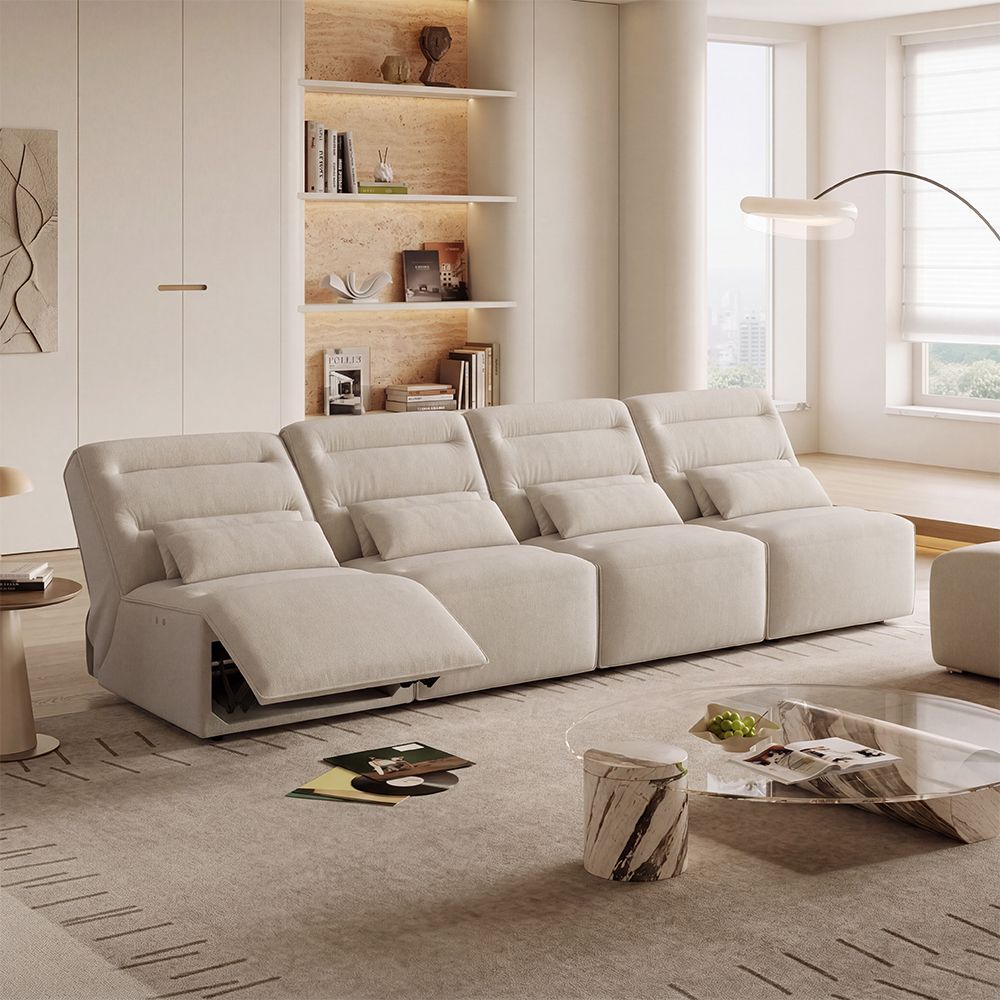 Living Room Khaki Pet-Friendly Fabric Power Reclining Sofas