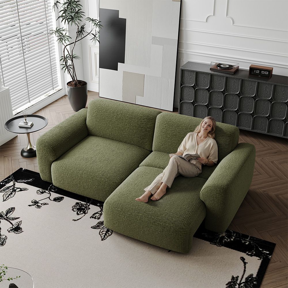 Extra Wide Green Chenille Fabric Power Reclining Sofas