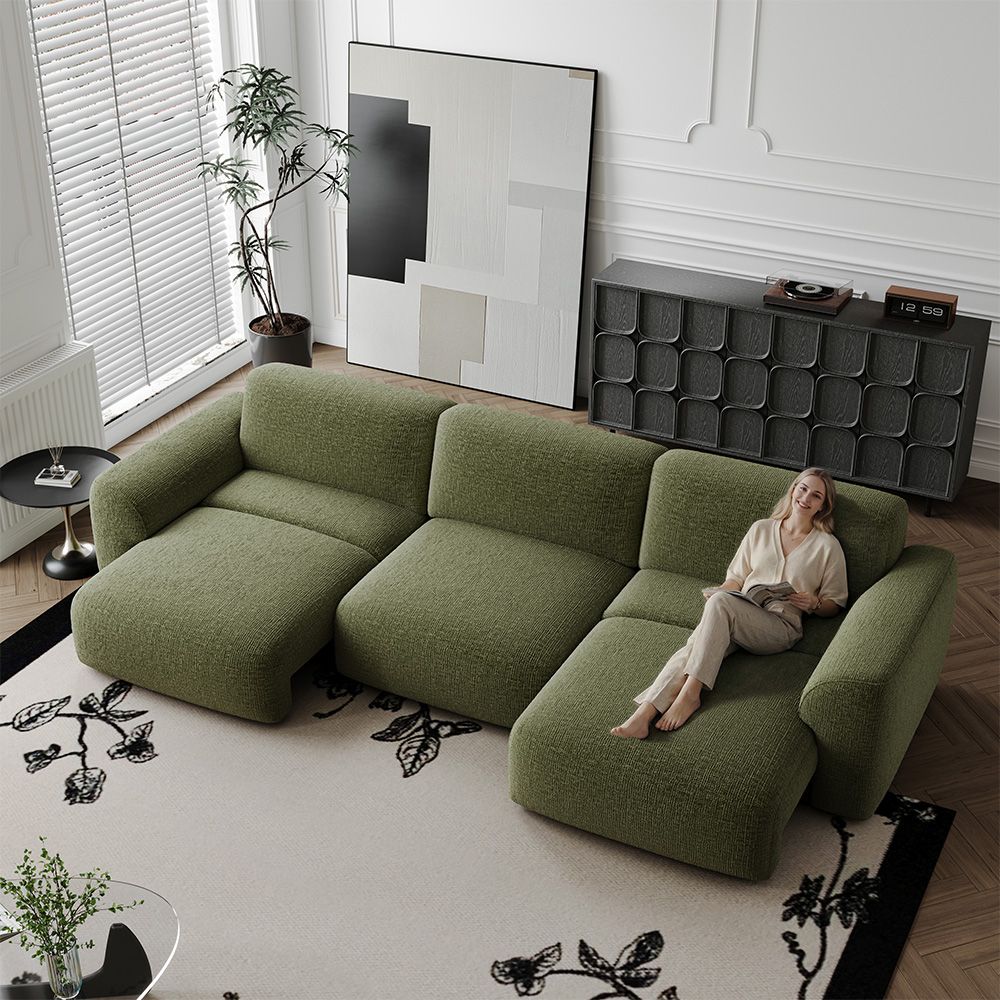 Chenille Green Chenille Fabric Power Reclining Sofas