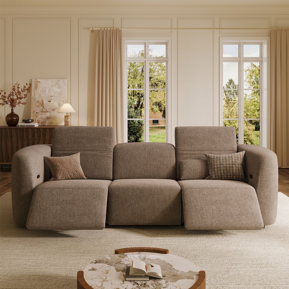 Adjustable Mocha Velvet Power Reclining Sofas