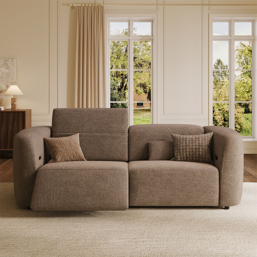 French Creamy Mocha Velvet Power Reclining Sofas