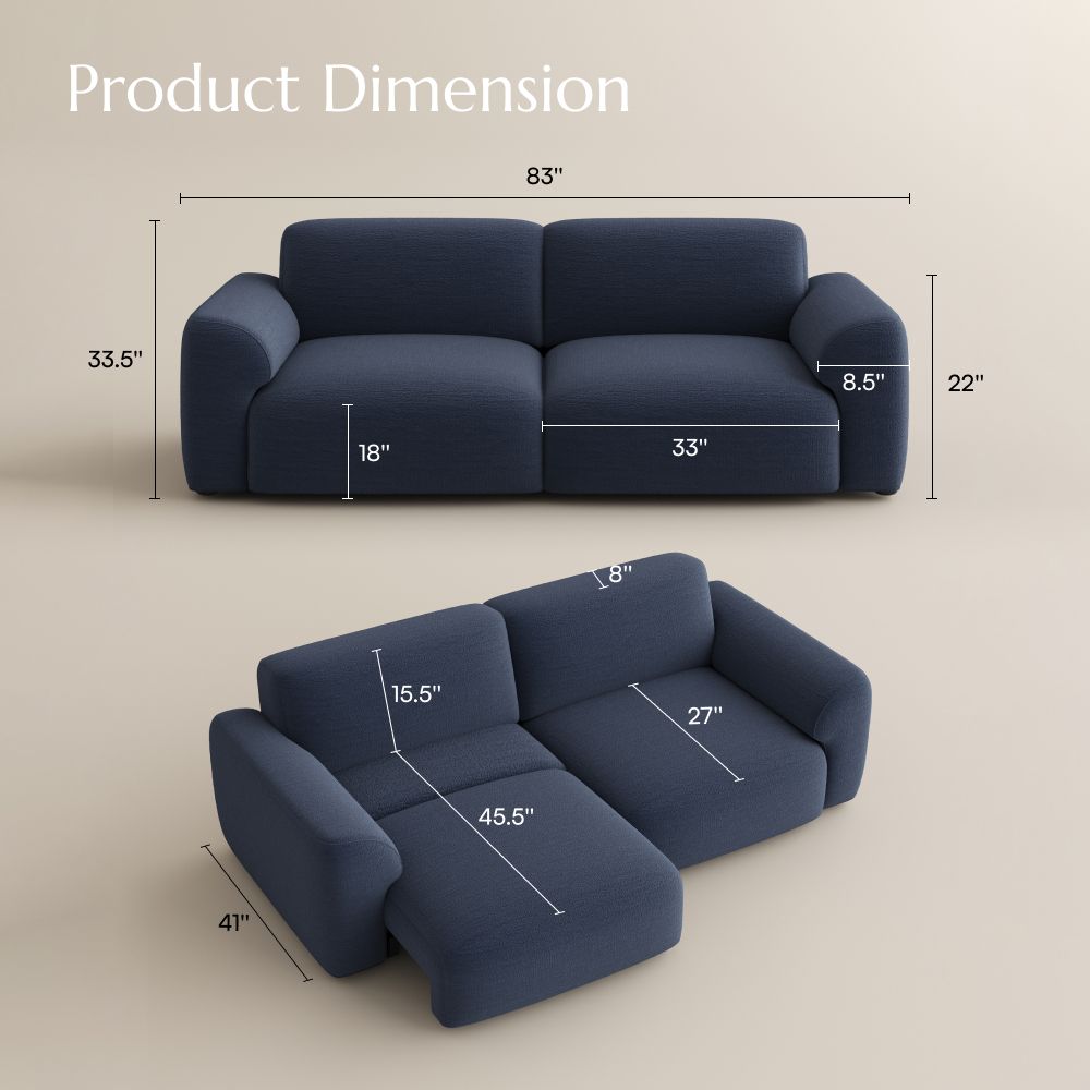 Comfortable Navy Blue Chenille Fabric Power Reclining Sofas