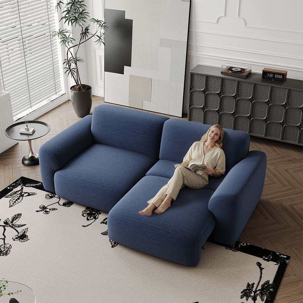 French Country Navy Blue Chenille Fabric Power Reclining Sofas