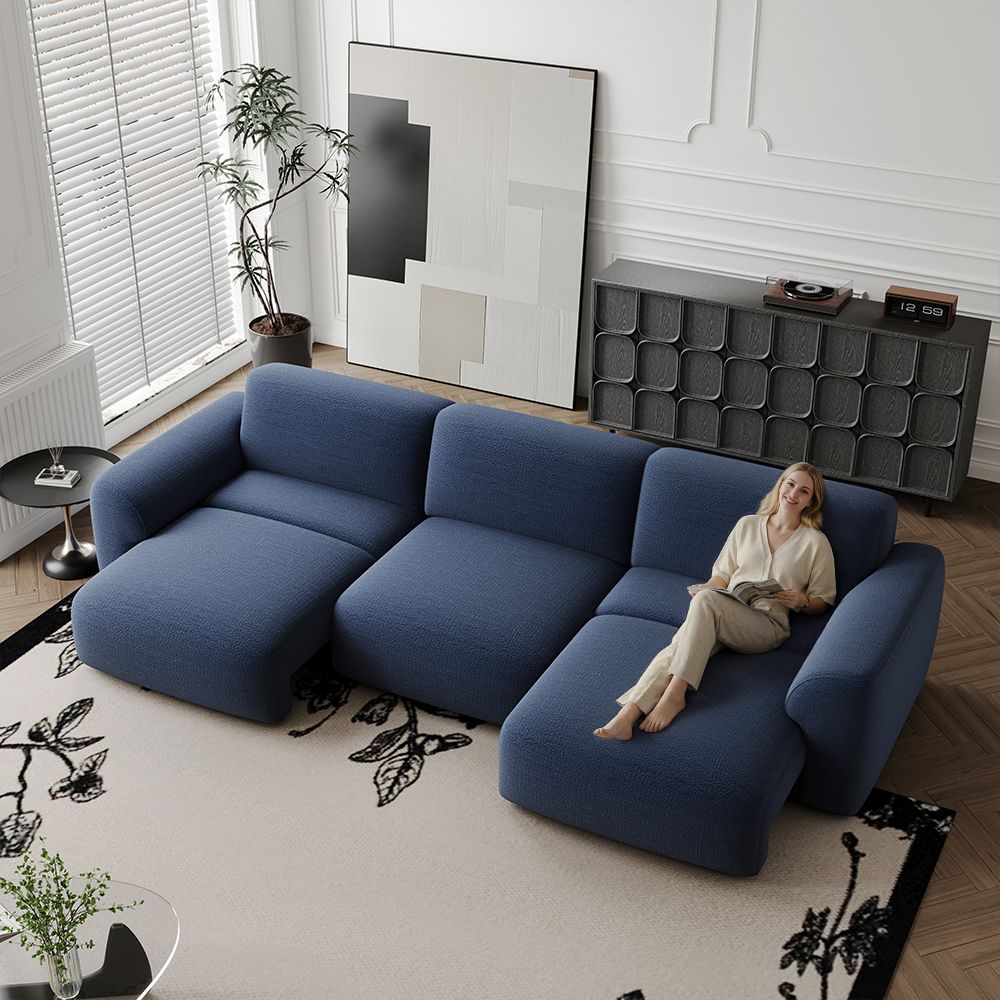 Modern Navy Blue Chenille Fabric Power Reclining Sofas