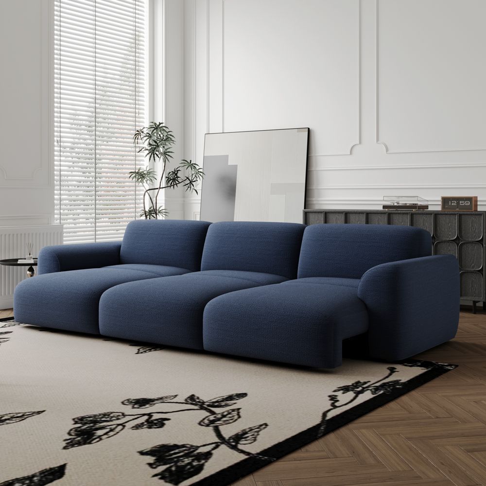 Aurora Navy Blue Chenille Fabric Power Reclining Sofas