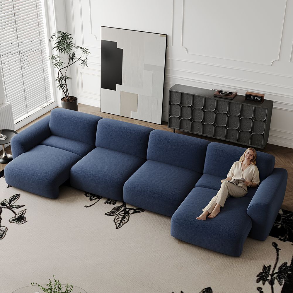 Recliner Navy Blue Chenille Fabric Power Reclining Sofas