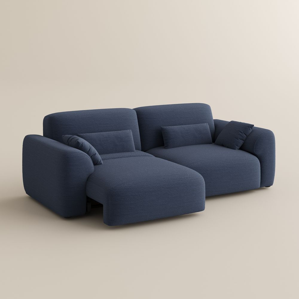 U-Shaped Sofas Navy Blue Chenille Fabric Power Reclining Sofas