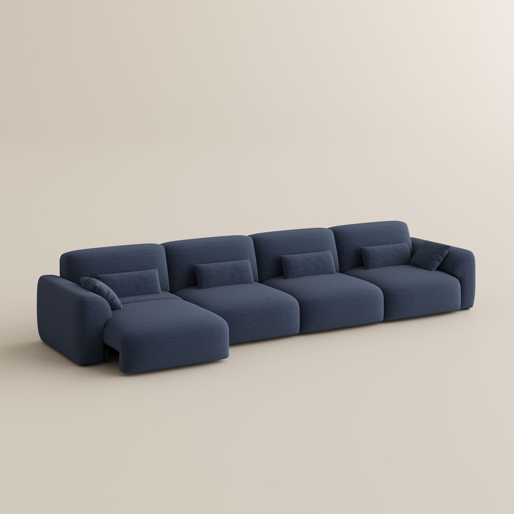 Aurora Navy Blue Chenille Fabric Power Reclining Sofas
