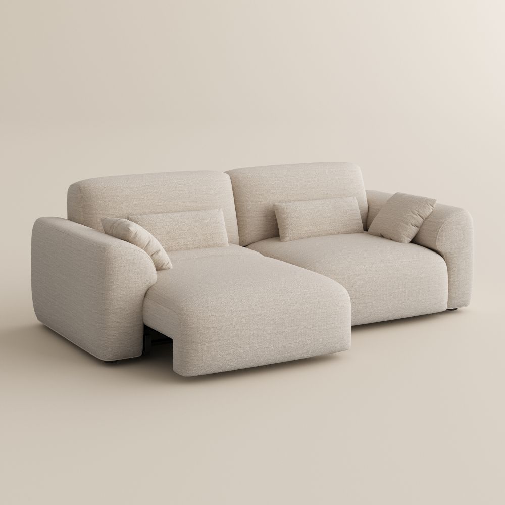 2 Seater Light Khaki Chenille Fabric Power Reclining Sofas