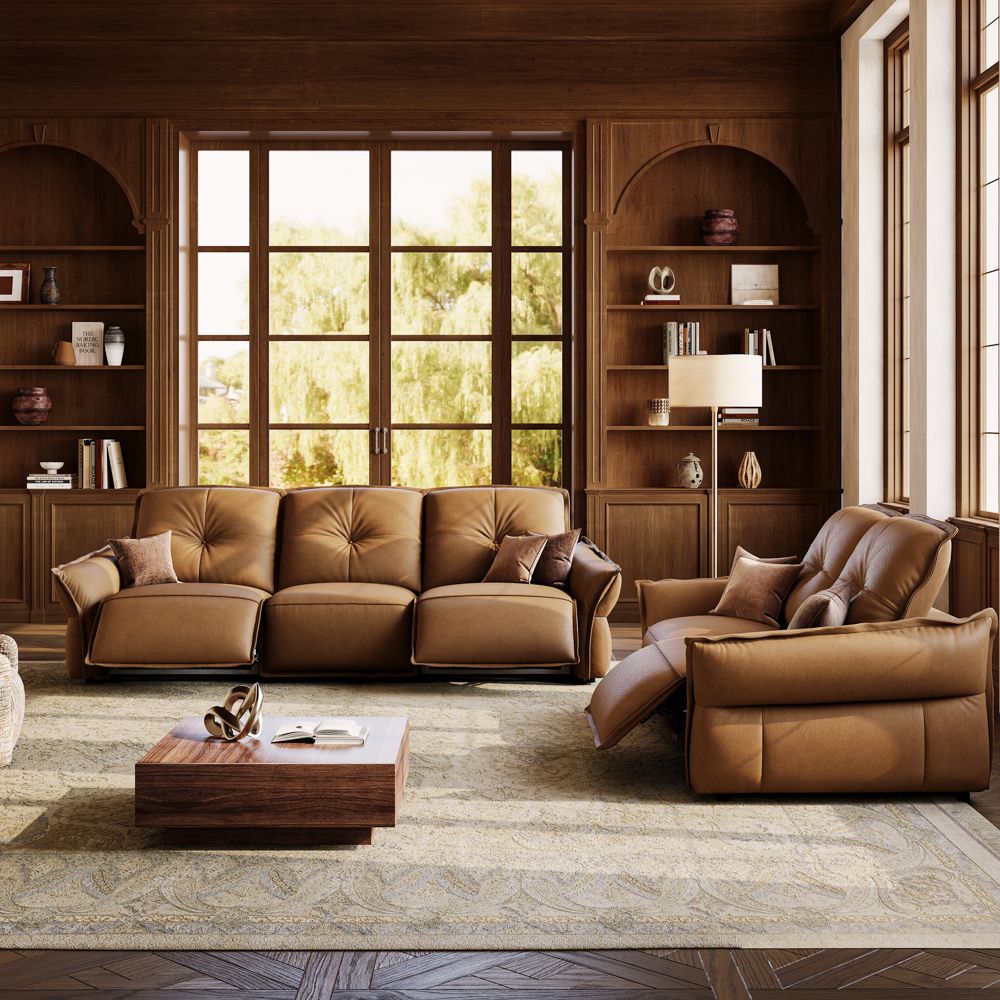 Top Grain Leather Brown Power Reclining Sofas