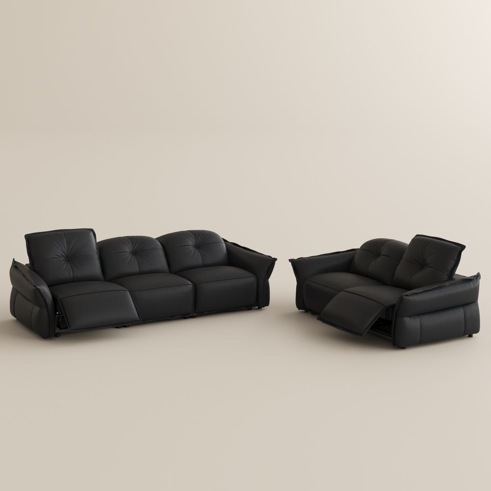 5-6 Seater Black Power Reclining Sofas