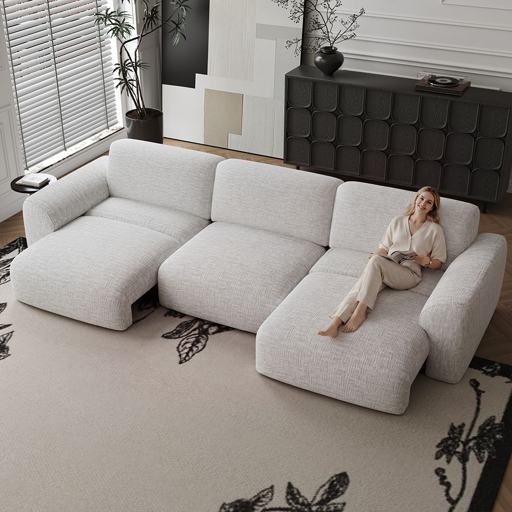 Aurora Light Gray Chenille Fabric Power Reclining Sofas