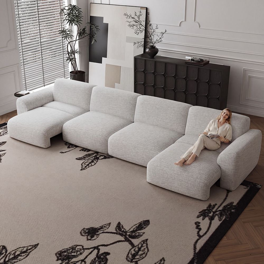 Oversized Light Gray Chenille Fabric Power Reclining Sofas