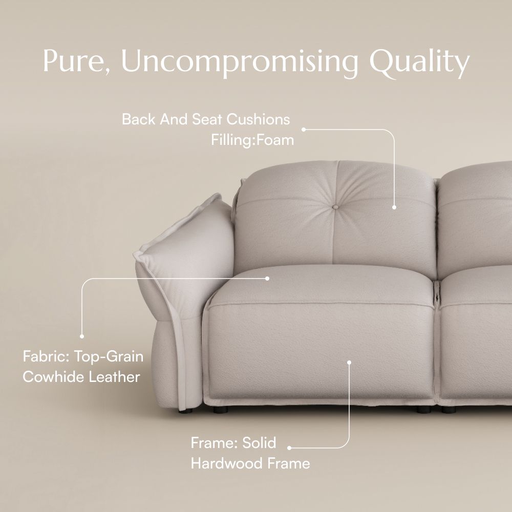 Adjustable Beige Top Grain Leather Power Reclining Sofas