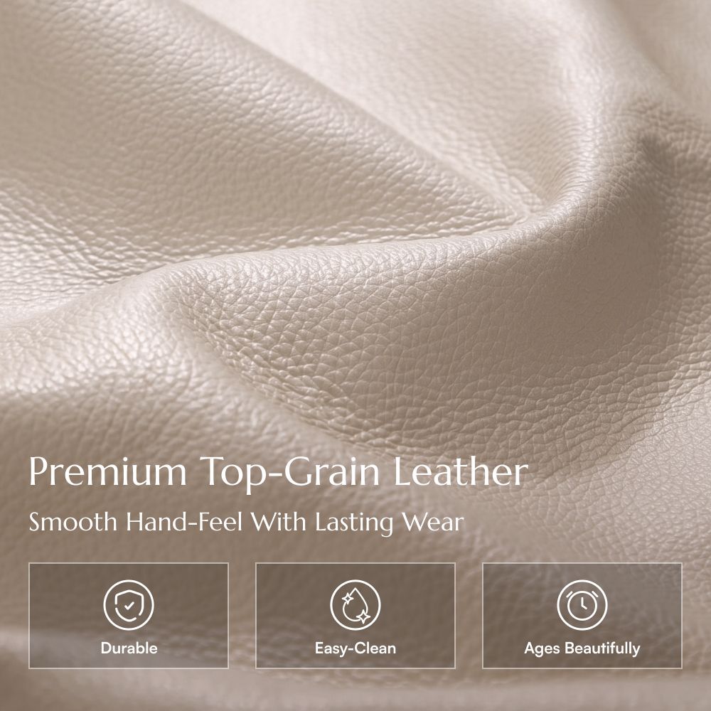 Modern Beige Top Grain Leather Power Reclining Sofas