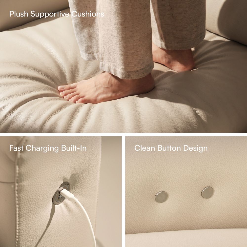 USB Port Black Leather Smart Furniture