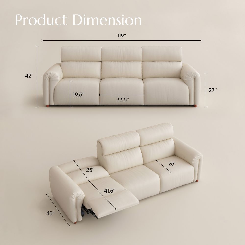 Deep Seat Beige Eco-friendly Microfiber Leather Power Reclining Sofas