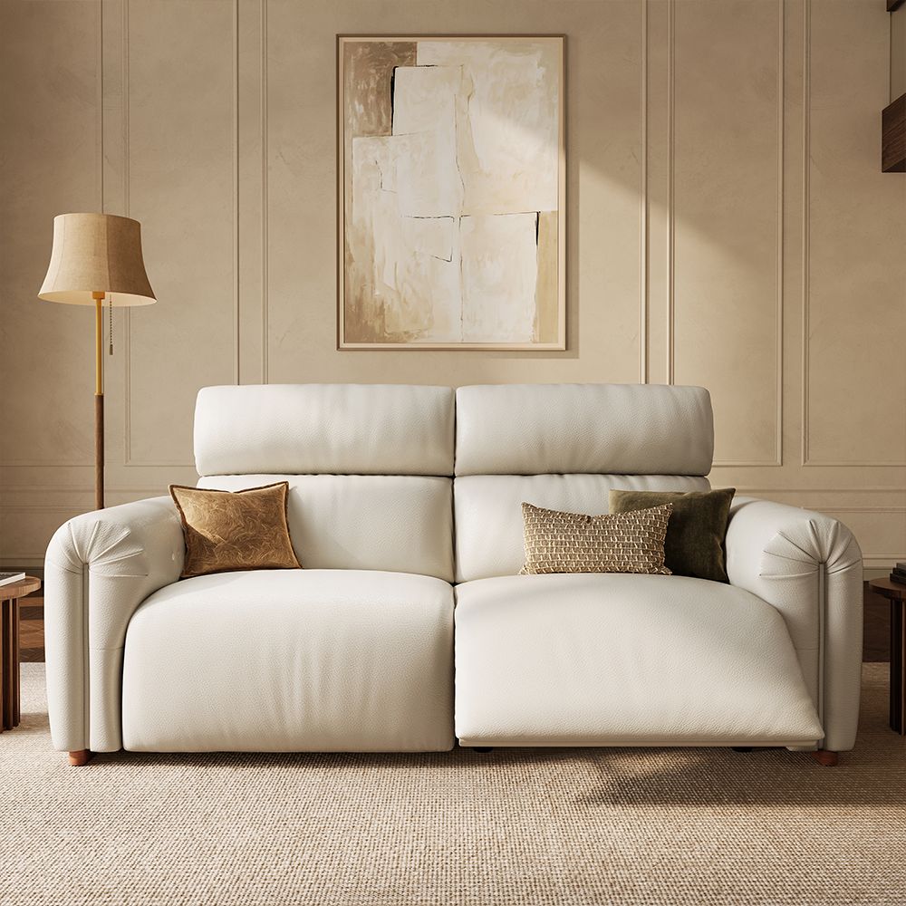 Extendable Beiage Fully Reclining Loveseat Smart Furniture