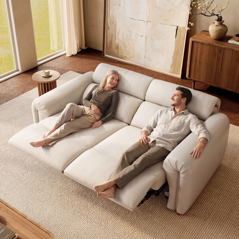 Oversized Beiage Fully Reclining Loveseat Smart Furniture