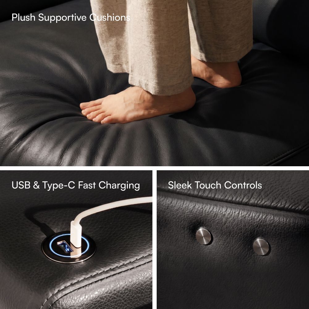 Top Grain Leather Black Top Grain Leather Power Reclining Sofas