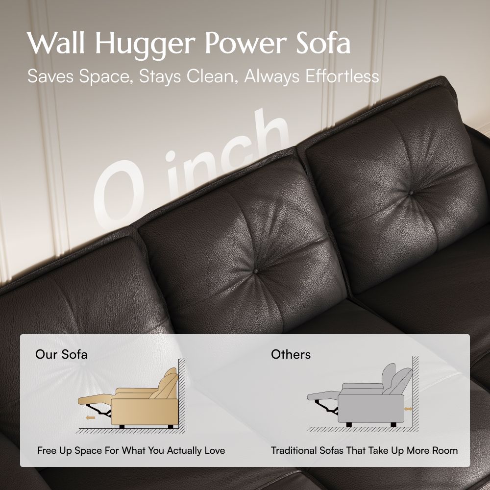 Deep Seat Black Top Grain Leather Power Reclining Sofas