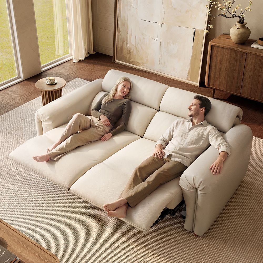 Oversized Beiage Fully Reclining Loveseat Smart Furniture