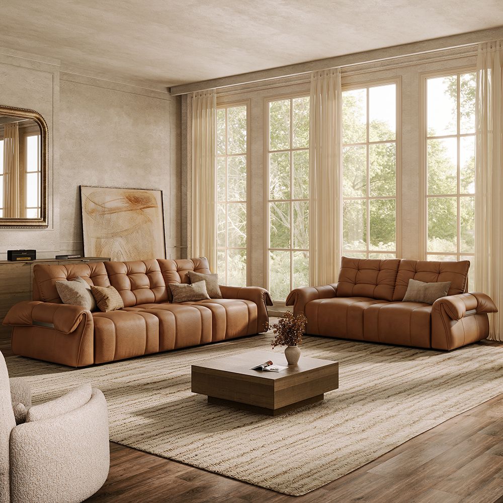 Extra Wide Brown Top Grain Leather Power Reclining Sofas