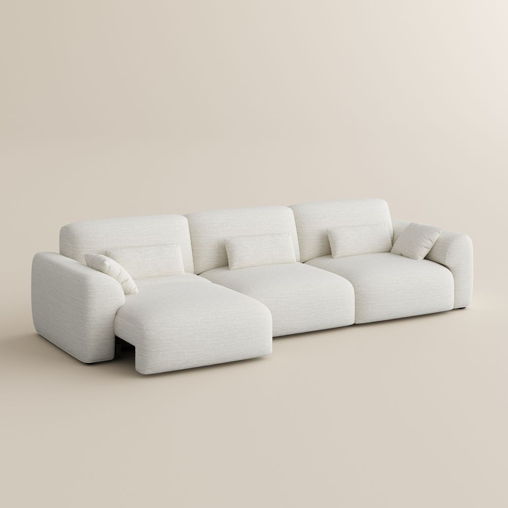 Home Theater White Chenille Fabric Power Reclining Sofas