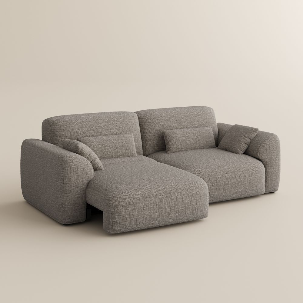 Apartment Light Brown Chenille Fabric Power Reclining Sofas