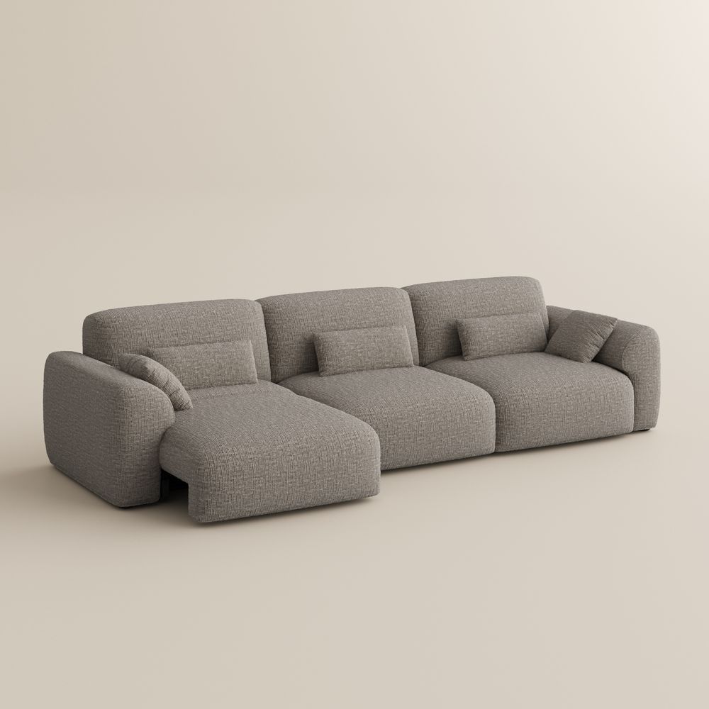 Bedroom Light Brown Chenille Fabric Power Reclining Sofas