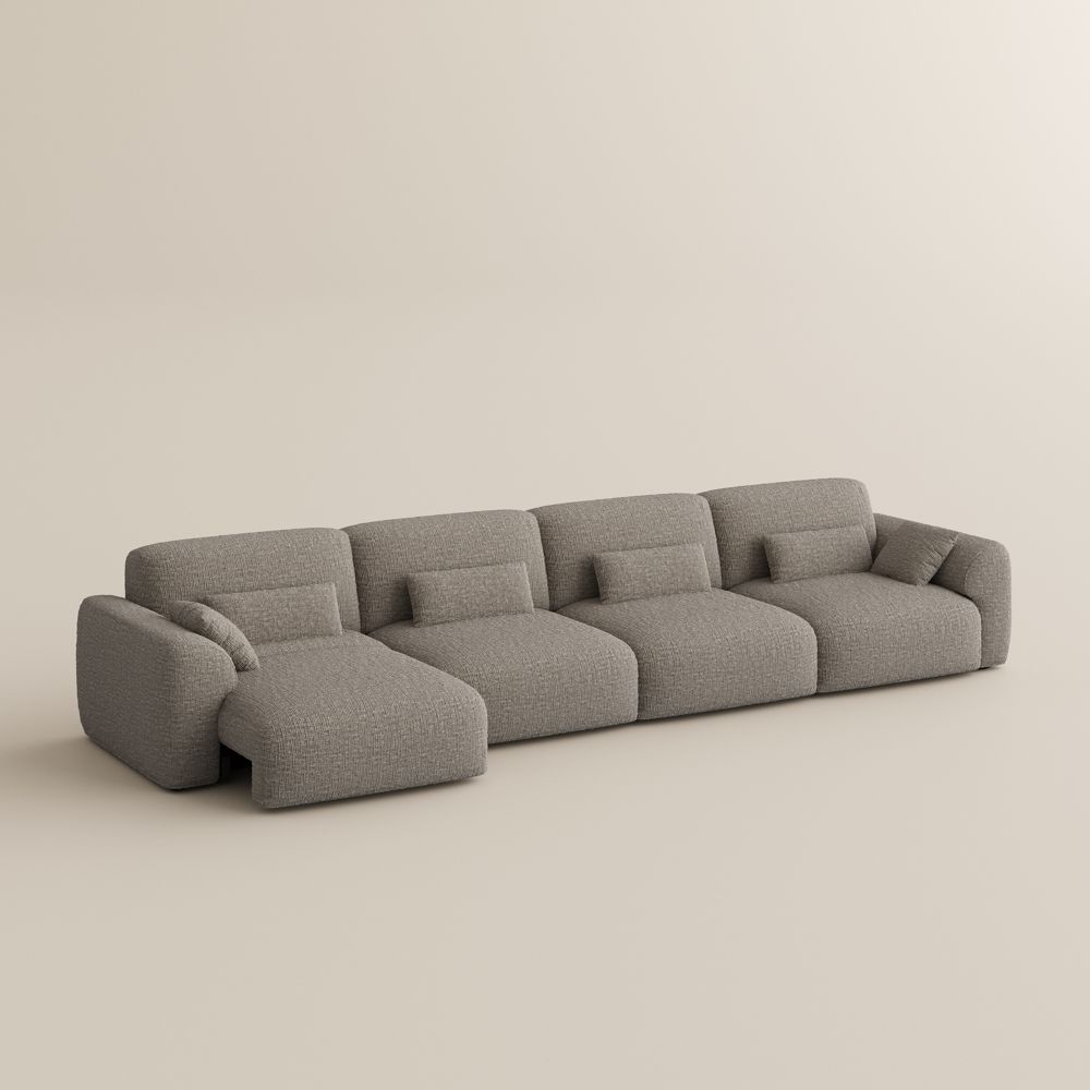 Extendable Light Brown Chenille Fabric Power Reclining Sofas