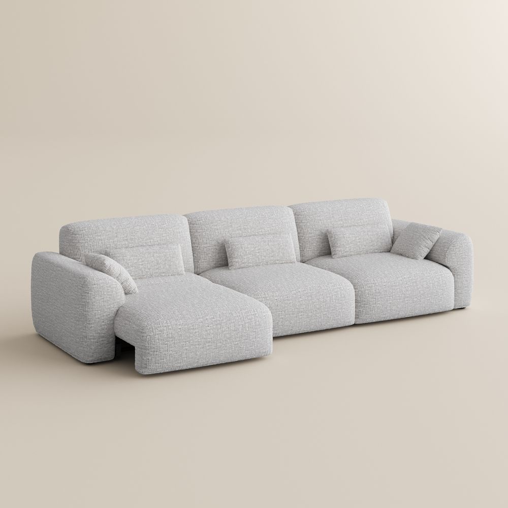 Extendable Light Gray Chenille Fabric Power Reclining Sofas
