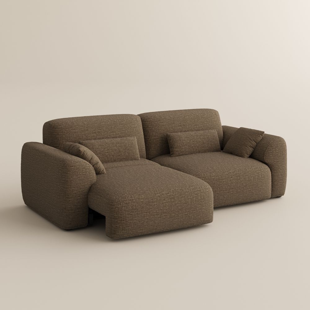 Pull out Dark Khaki Chenille Fabric Power Reclining Sofas