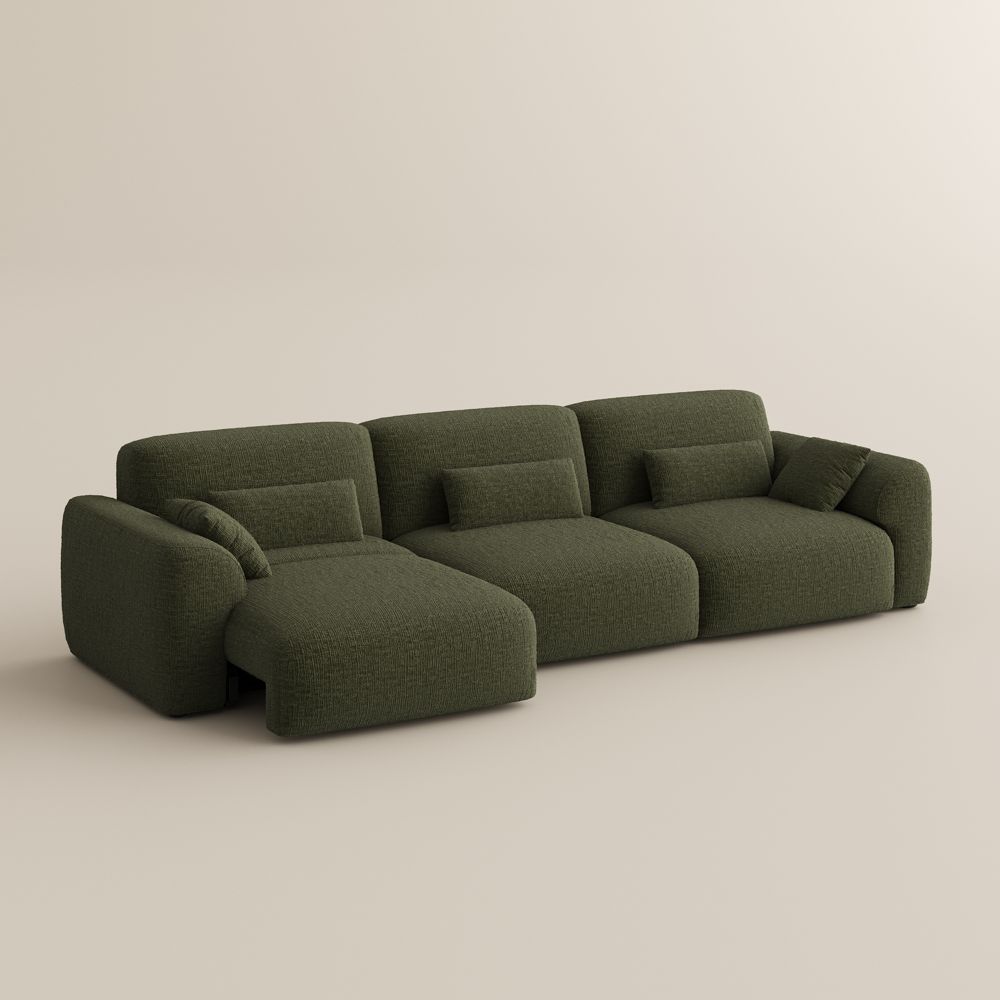 Plush Green Chenille Fabric Power Reclining Sofas