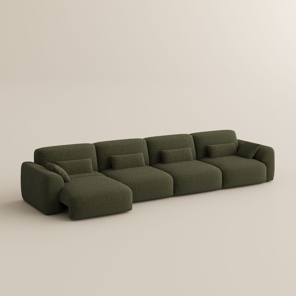 Very Relaxed Green Chenille Fabric Power Reclining Sofas
